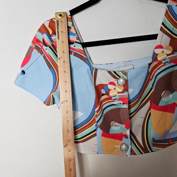 NWT Stefania Vaidani 60s Front Button Crop Top and Matching Button Mini Skirt SM - Picture 16 of 16